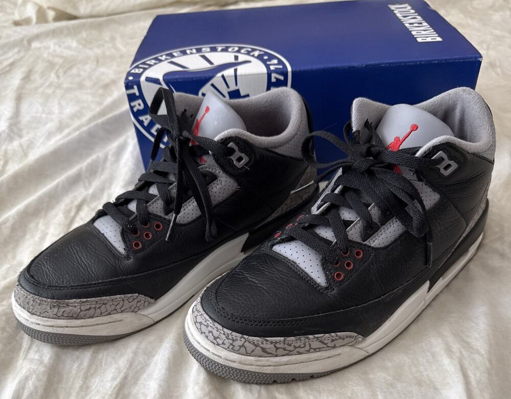 Nike Air Jordan 3 Retro OG Mens 8.5 Black Cement DN3707-010 Elephant Print 2024